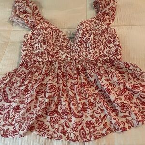 Hollister Flutter Sleeve Babydoll Top, Size Small